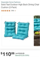 Teal Outdoor Dining Chair Cushion (2-Pack)