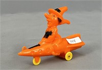 Halloween hard plastic small witch on rocket