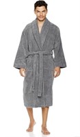 (M - grey) Terry Cotton Bathrobe 100% Cotton