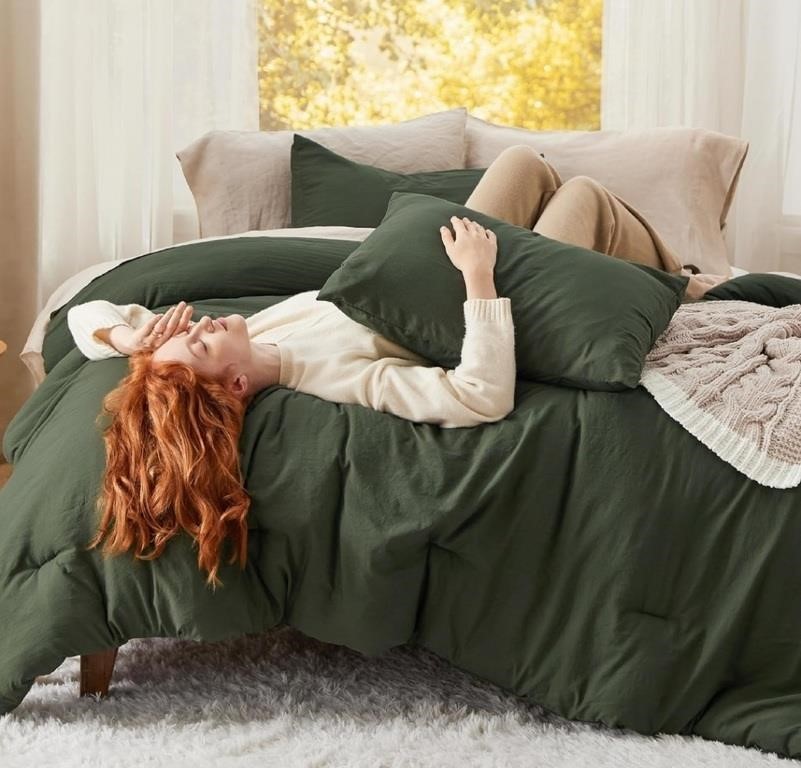 (Queen Size - Green) Bedsure  Comforter Sets,