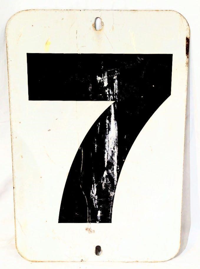 White #7 Railroad Mile Sign