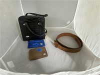 33 Tony Lama Belt, Leather purse, two wallets