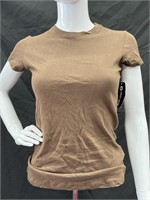 Women’s Brown Cotton Crew Neck T Shirt Small