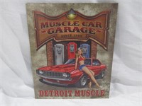 Muscle Car Garage Detroit Muscle Metal Sign