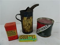 Lot of 4 Vintage Tin Items