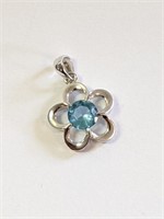 .925 Silver Pendant w/ Soft Blue Stone   C