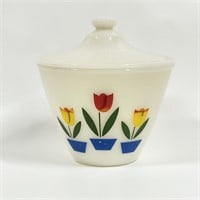 Mid Century Fire King Ivory Dutch Tulip Grease