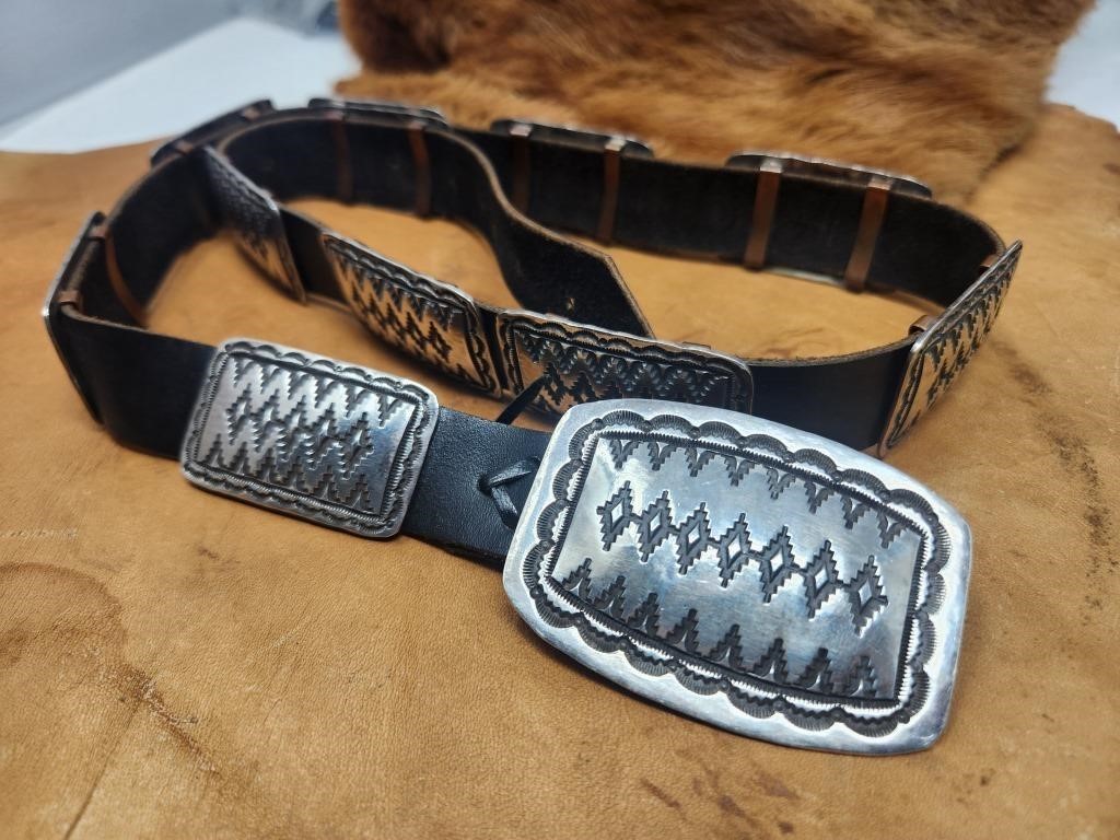 Heavy Sterling Concho Belt Signe Wallace Jr.