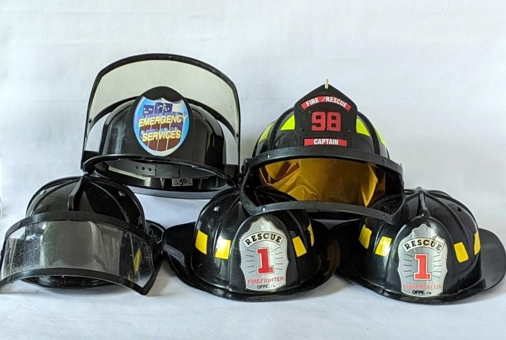 5 Black Toy Fire Emergency Rescue Helmets
