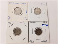 1909 / 1911 / 1913 / 1914 SILVER COIN - 5 CENTS