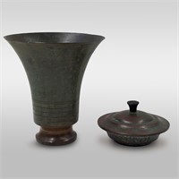 Antique Carl Sorensen Marked Bronze Trumpet Vase