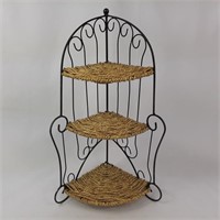 Three tier metal and rope 16" corner stand
