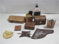 Assorted Leather Tooled Items Pictured Tallest 7"