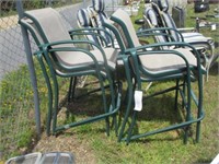 64) 4 green outdoor chairs