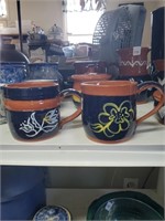 2 Handmade & Signed Pottery Mugs