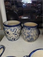 2 Handmade Signed Pottery  Planters