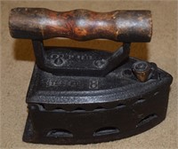Antique Cast Iron No 8 Charcoal Iron w/Wood Handle
