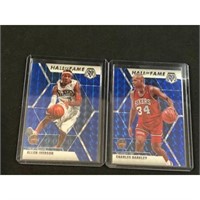 Two 2020 Mosaic Blue Prizm Basketball Cards