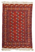 HAND-WOVEN AFGHAN / TURKOMAN WOOL RUG, 4'2" x 6'2"