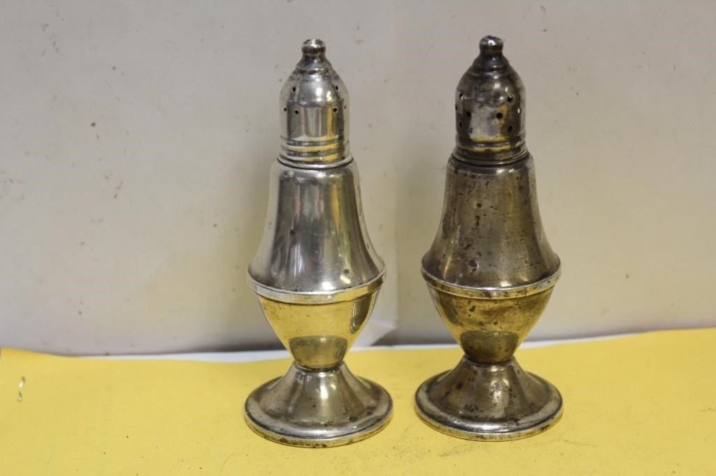 Pair of Weighted Sterling Salt and Pepper Shakers