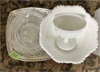 Milk glass and clear glass