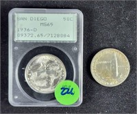 TWO 1936 SAN DIEGO PACIFIC EXPOSITION COMMEMORATIV