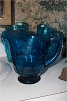 Viking Blue Georgian thumbprint honeycomb pitcher