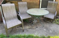 Round Glass Top Patio Table & (3) Chairs