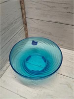 Blue glass swirl bowl