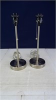 (2) Silver Tone Lamp Base