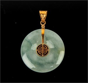 Jewelry 14kt Yellow Gold Jade Pendant
