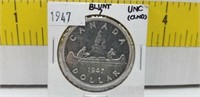 1947 Blunt 7 Canada Silver Dollar