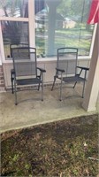 2 folding metal patio chairs
