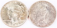 Coin 1924-P & 1927-S Peace Silver Dollars CH