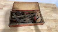 Wood box of hand tools