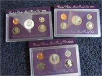 1991, 1992 & 1993 U.S. MINT PROOF COIN SETS