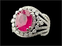 PLATINUM RUBY AND DIAMOND RING BY ORIANNE