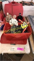 2 red containers with GI Joe’s+action figures