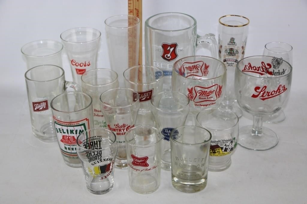 Large Lot of Beer Advertising Mugs & Glasses