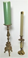 Two Brass and Metal Candle Holders