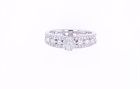Double Engagement Diamond & 14k White Gold Ring