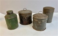 ANTIQUE LIDDED TIN CANNISTERS