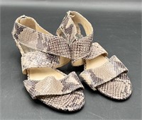 MK Gray Leather Snakeskin Style Sandals