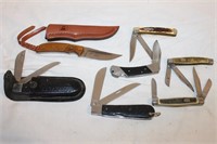6 Pocket Knives & 1 Knife (See Desc)