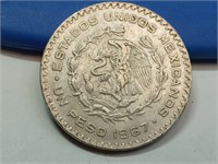 OF) nice 1967 Mexico silver peso