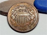 OF) 1864 US two cent piece