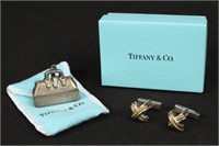 Tiffany Sterling &18K Cufflinks & Sterling Box