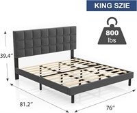 Iyvee nature King Size Bed Frame with Headboard