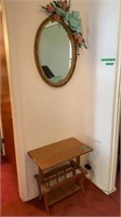 Oval Mirror, Magazine Rack Side Table, Flower