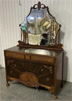 Circa 1920-30’s Walnut Dresser and Mirror